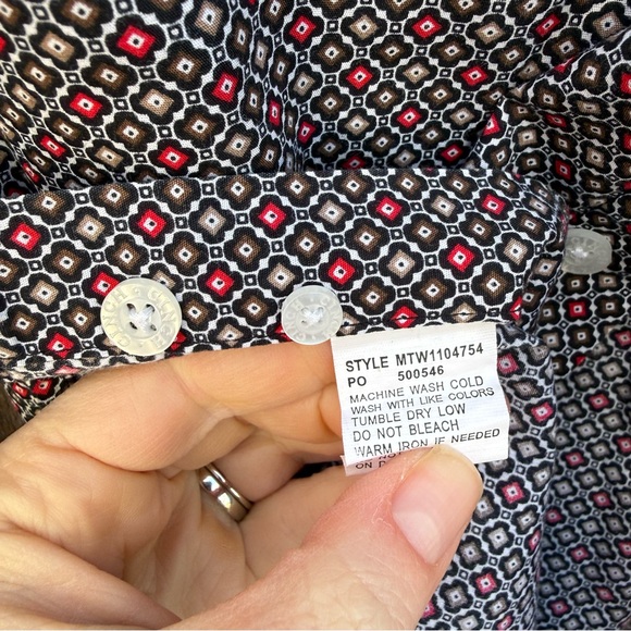 CINCH Men’s Red Black Brown Patterned Long Sleeve Button Down Shirt Size Medium - Picture 7 of 10